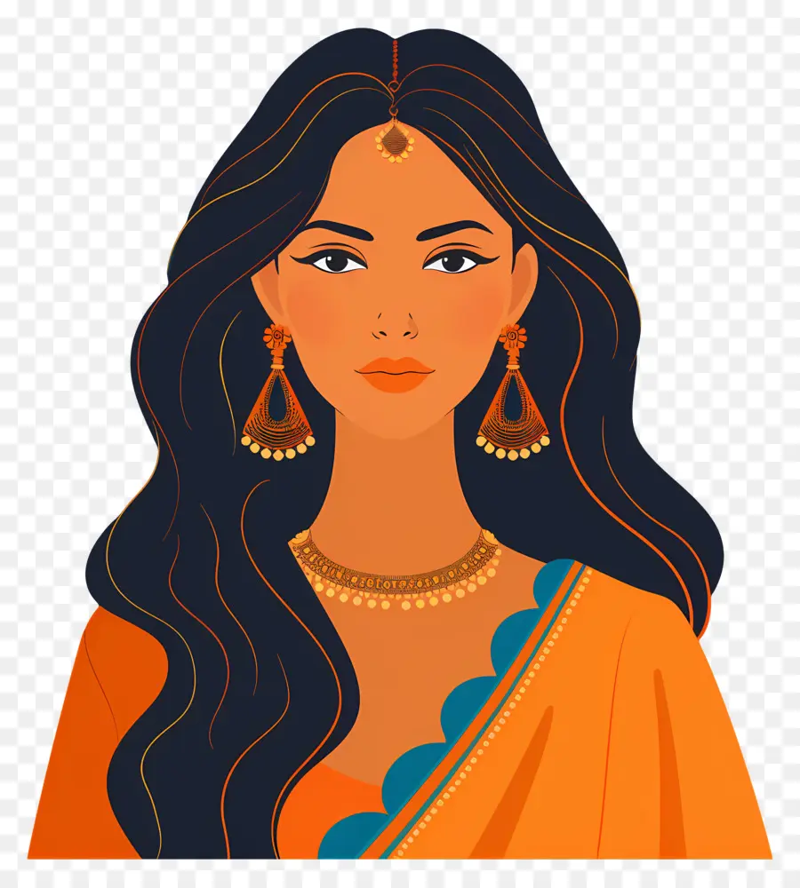 Fille Indienne，Illustration De Femme Traditionnelle PNG