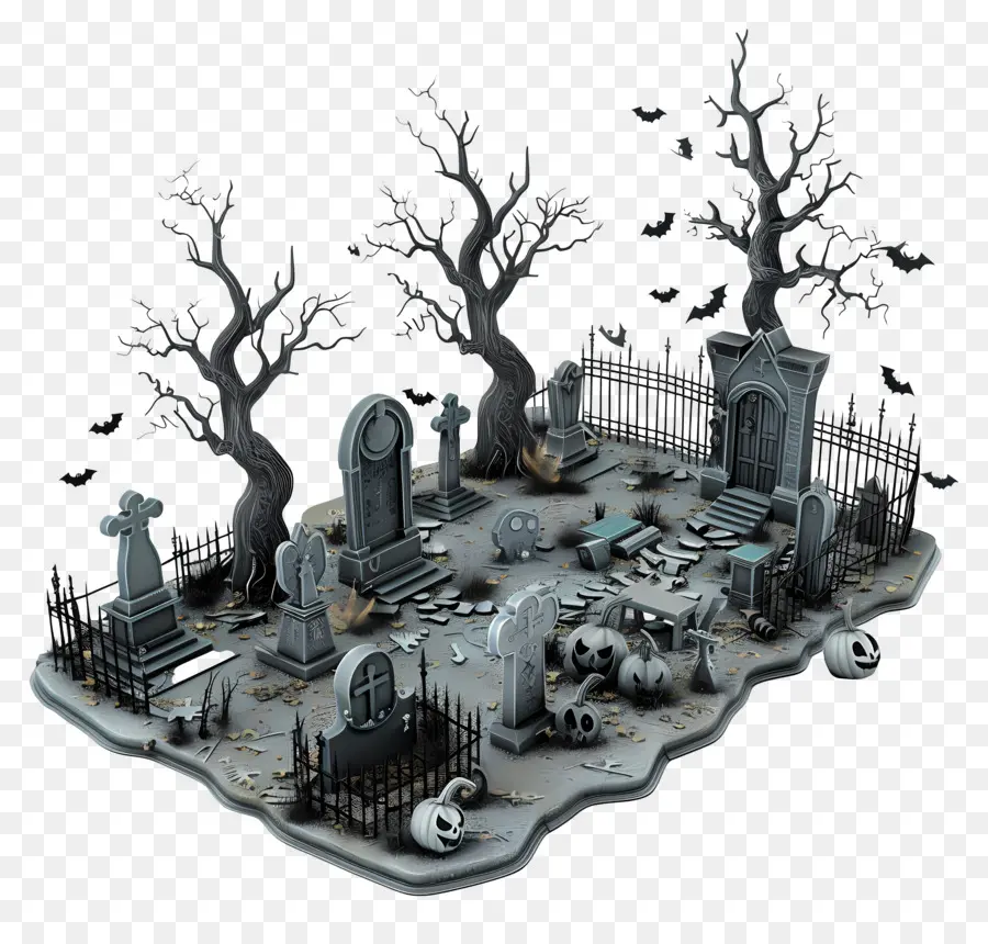 Cimetière D'halloween，Cimetière PNG