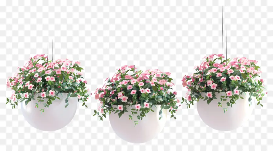 Fleurs Suspendues，Pots De Fleurs Suspendus PNG