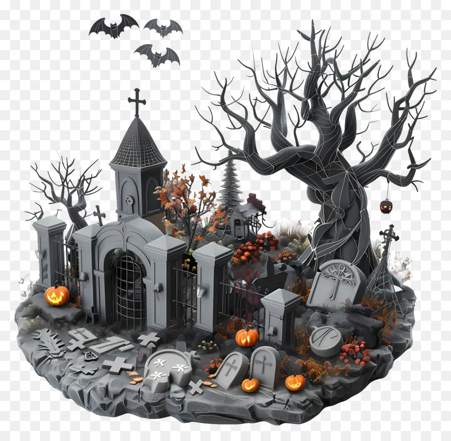 Cimetière D'halloween，Cimetière PNG