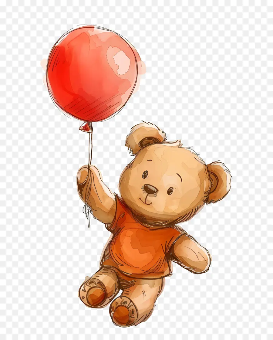 Ours En Peluche De Dessin Animé，Ours En Peluche Avec Ballon PNG