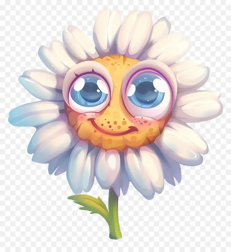 Fleur Emoji，Jolie Fleur Avec De Grands Yeux PNG