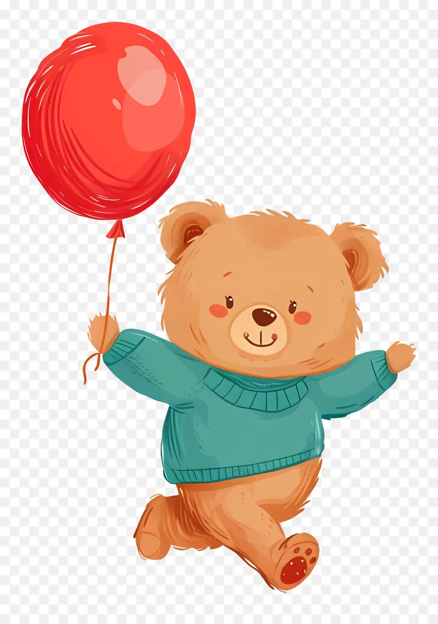 Ours En Peluche De Dessin Animé，Ours En Peluche Avec Ballon PNG