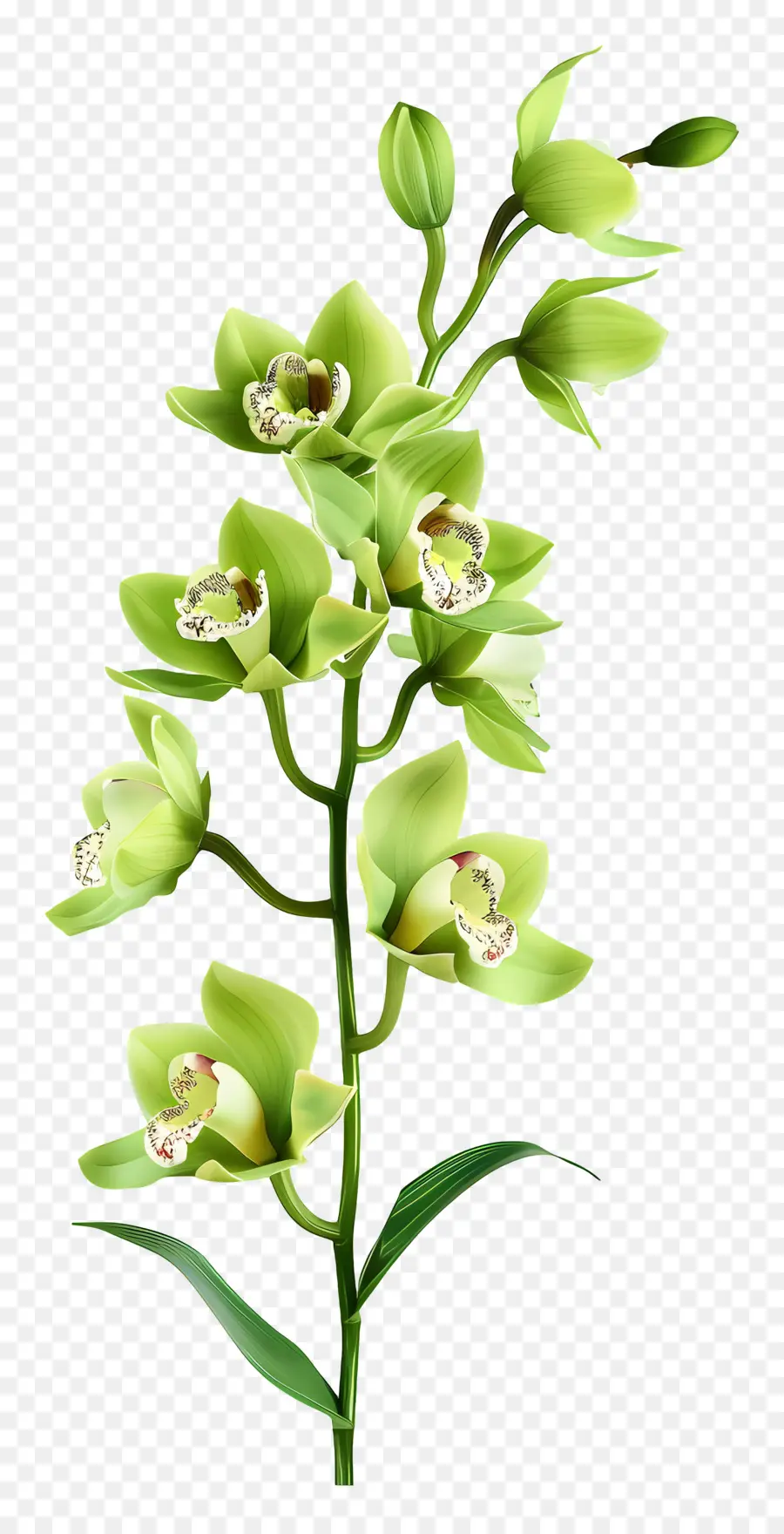 Fleur D'orchidée，Orchidée Verte PNG