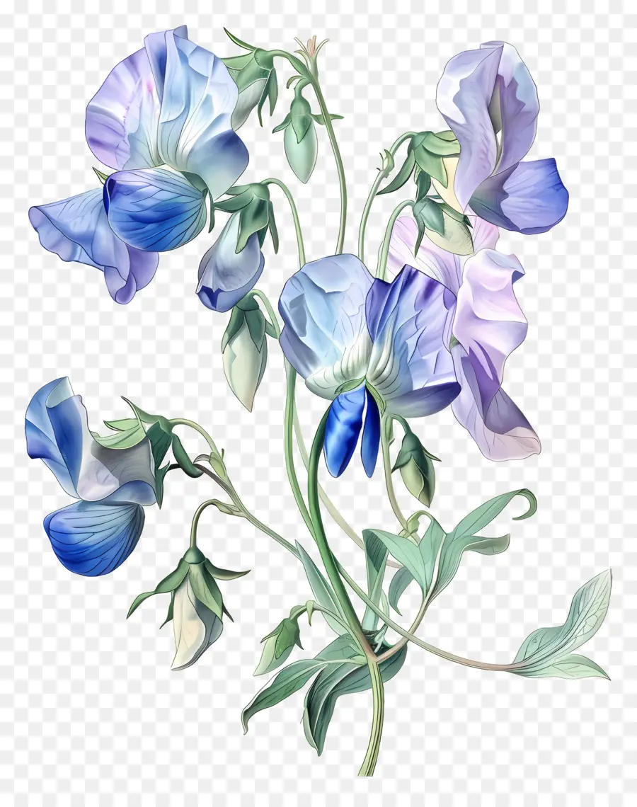 Fleurs Anciennes，Fleurs Bleues PNG