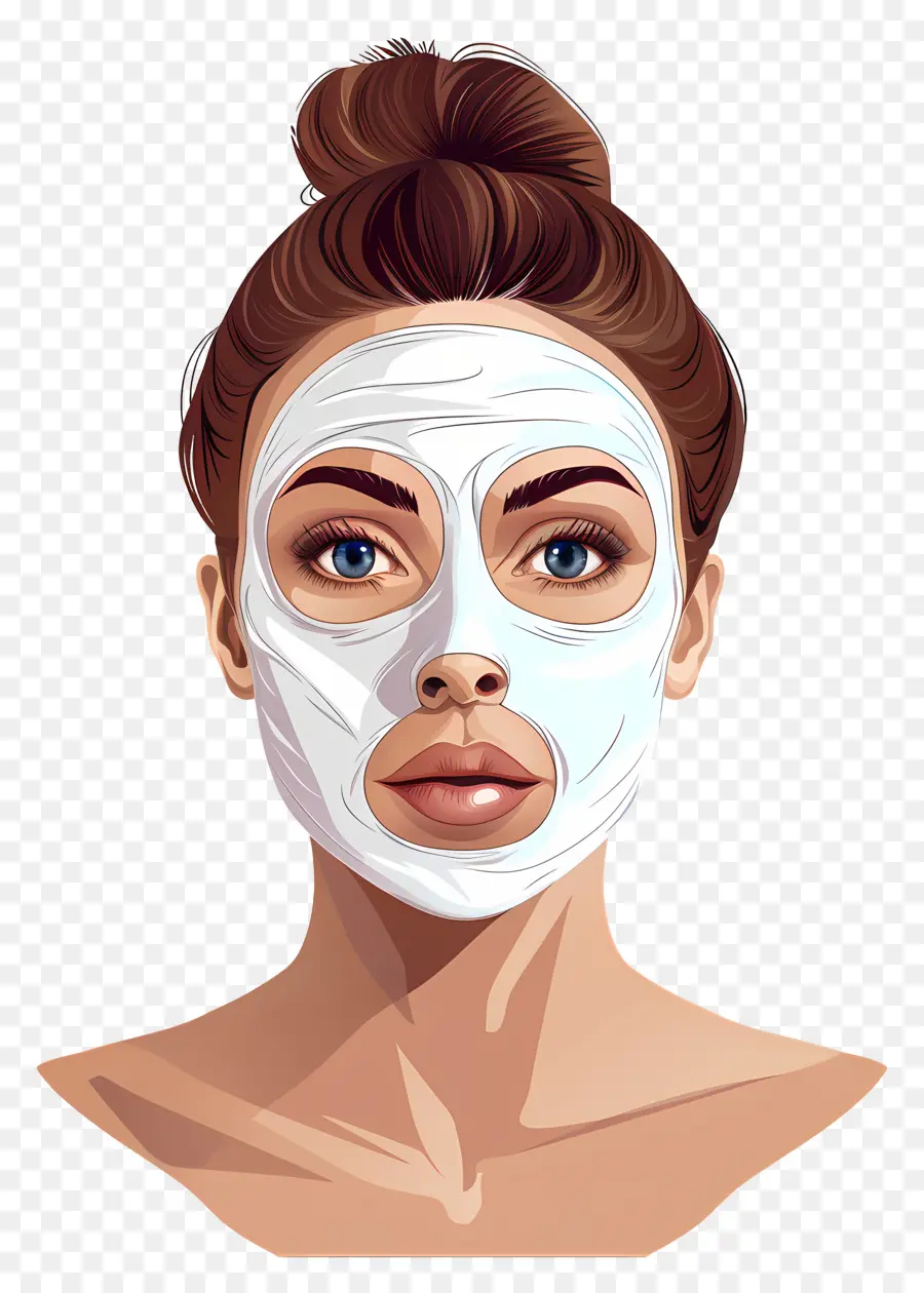 Belle Femme，Femme Avec Masque Facial Blanc PNG