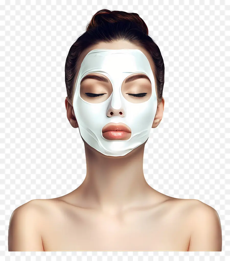 Belle Femme，Femme Avec Masque Facial Blanc PNG