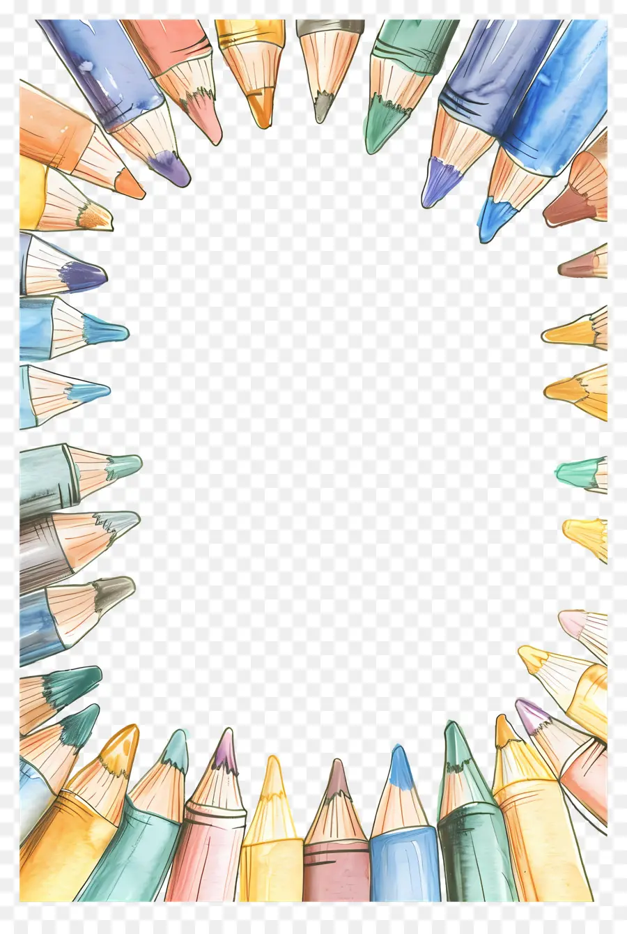 Cadre De Crayons De Couleur，Cadre à Crayons PNG