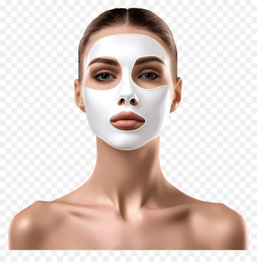 Belle Femme，Femme Avec Masque Facial Blanc PNG