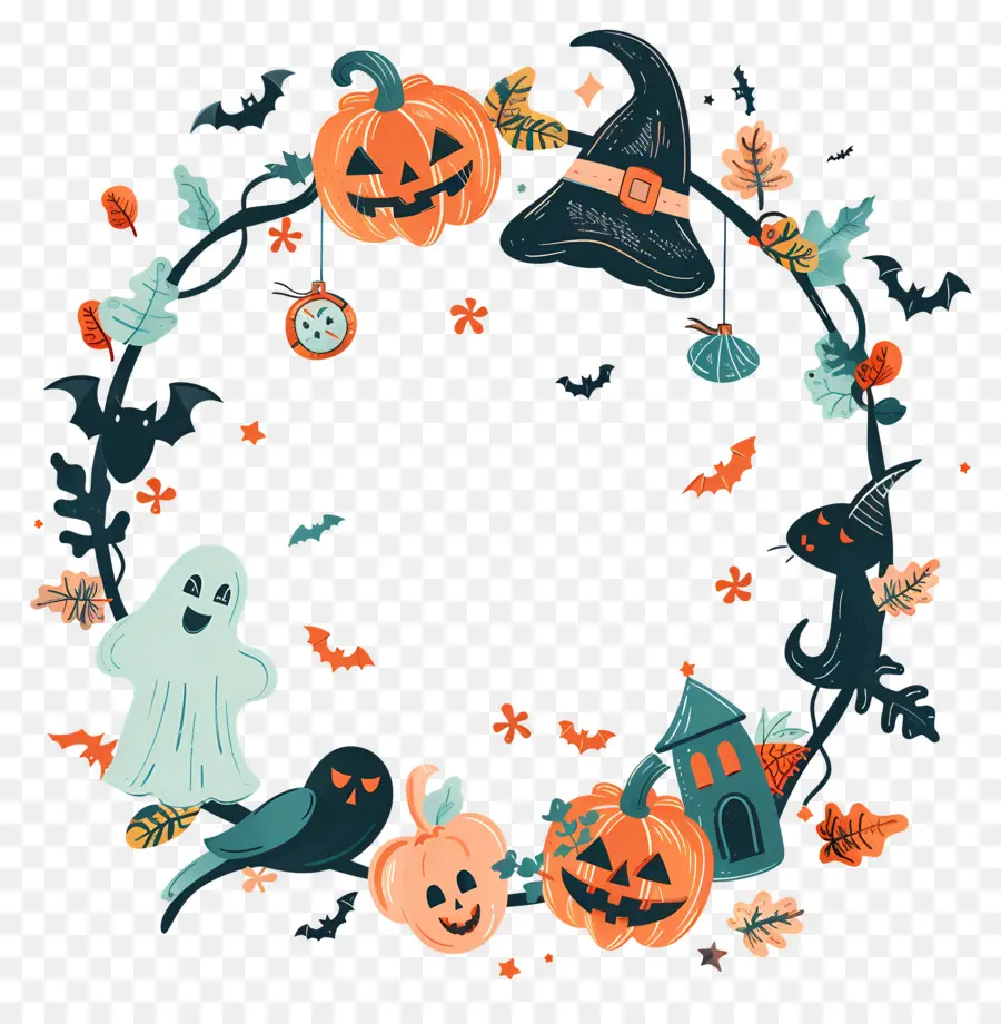 Cadre D'halloween，Couronne D'halloween PNG