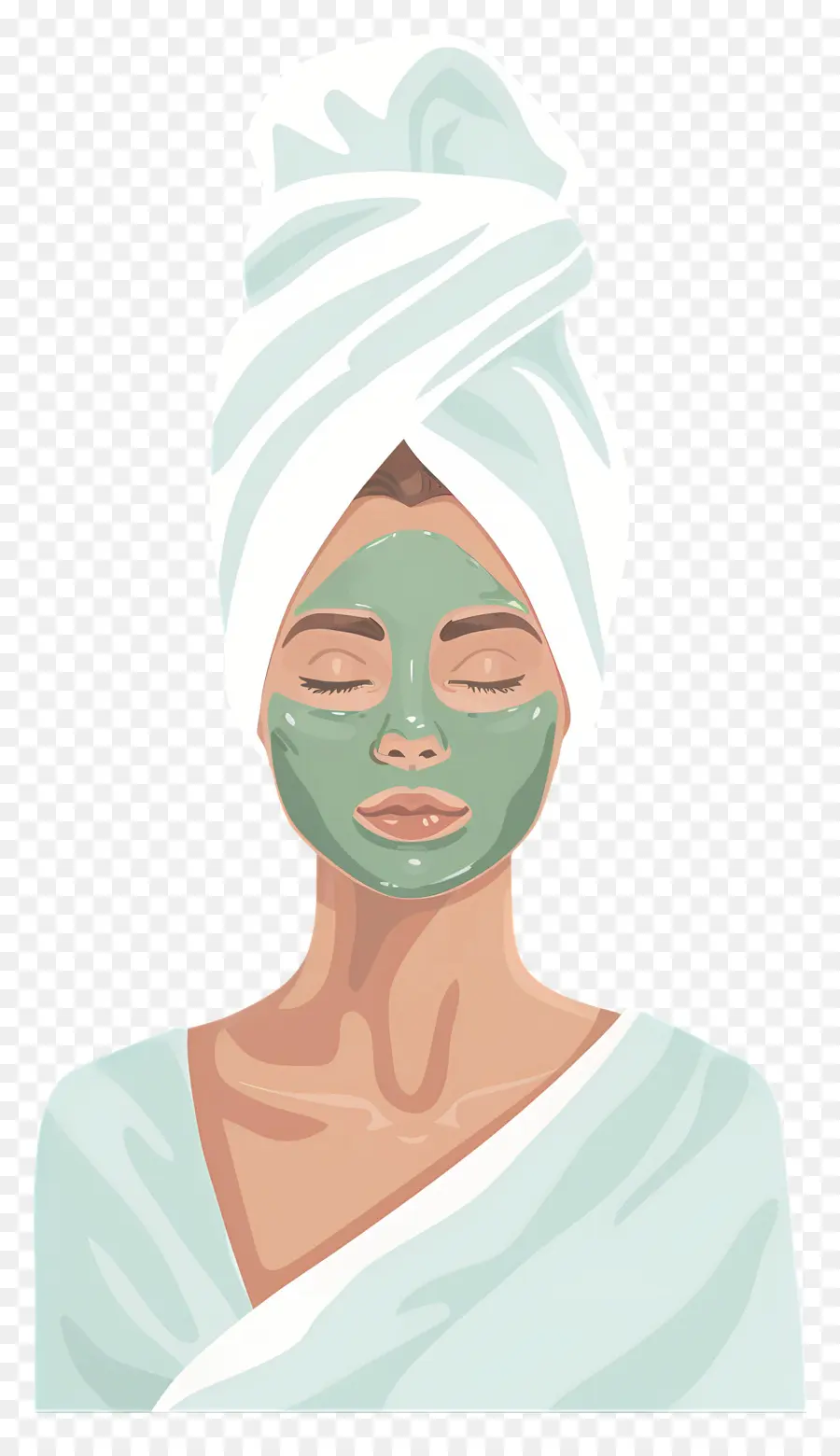 Masque Facial Spa，Femme Avec Masque Facial Vert PNG