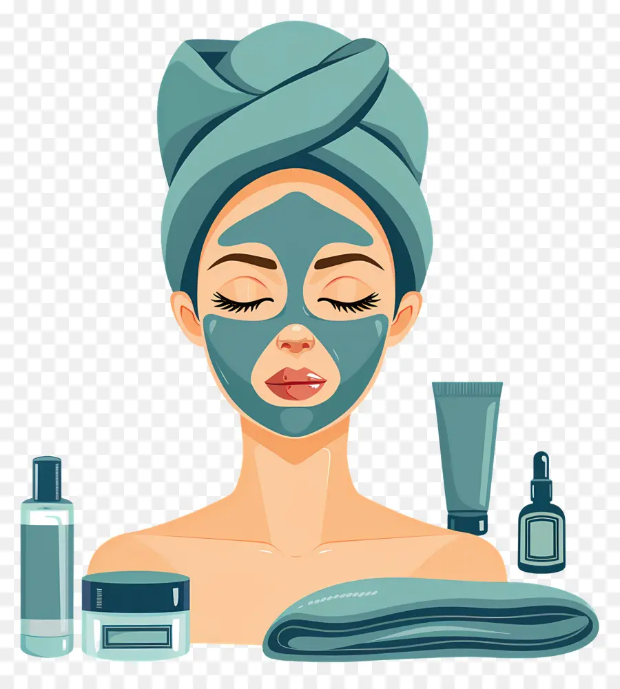 Masque Facial Spa，Femme Avec Masque Facial PNG