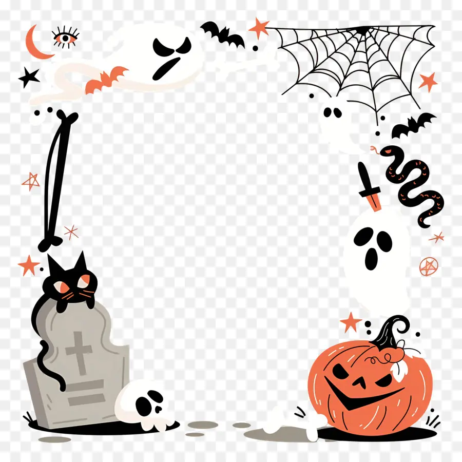 Cadre D'halloween，Citrouille PNG