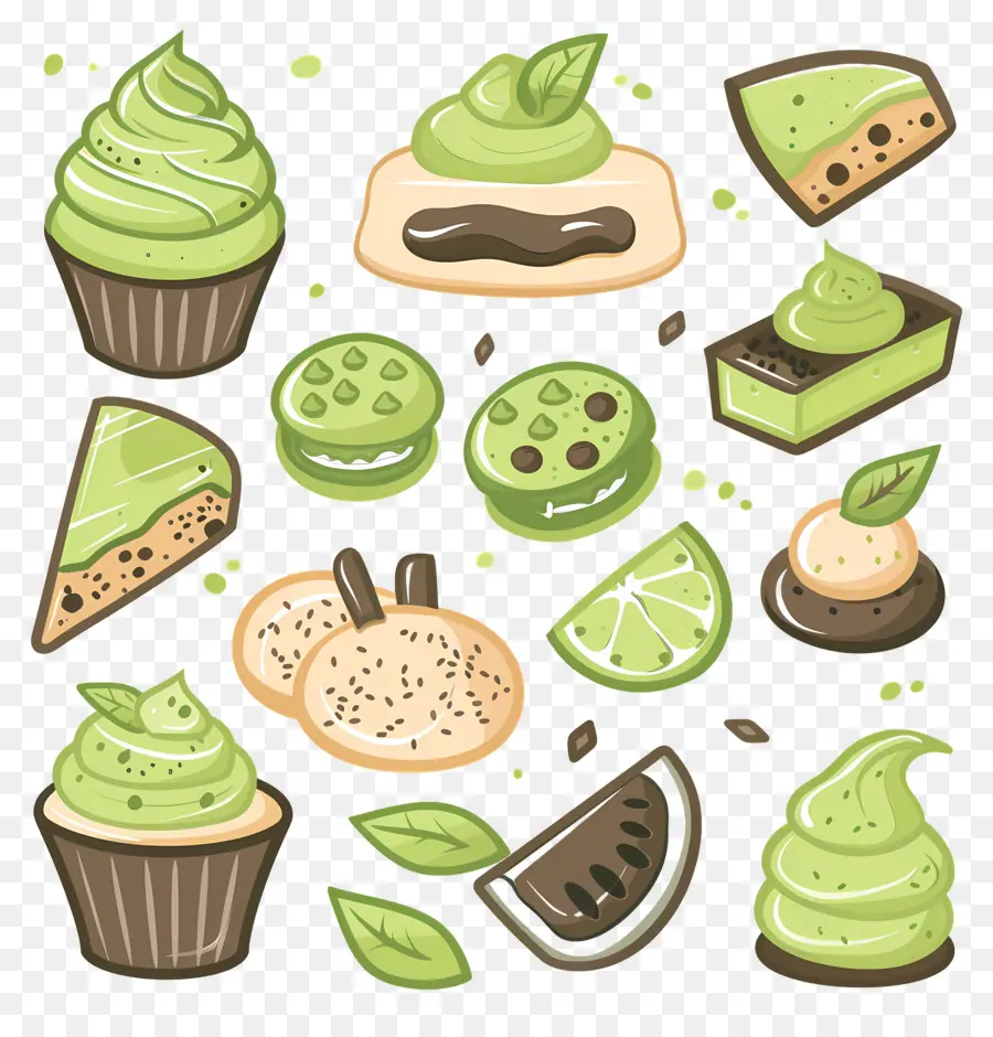 Desserts Au Matcha，Desserts Verts PNG