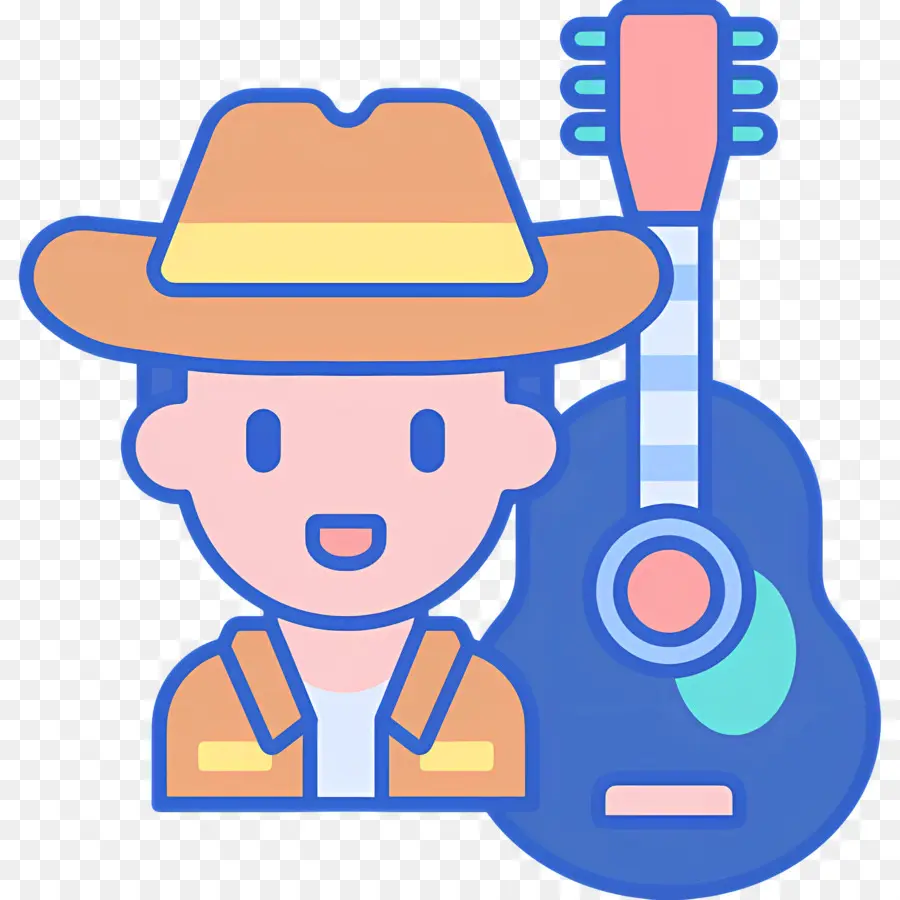 Musique Country，Cowboy Et Guitare PNG