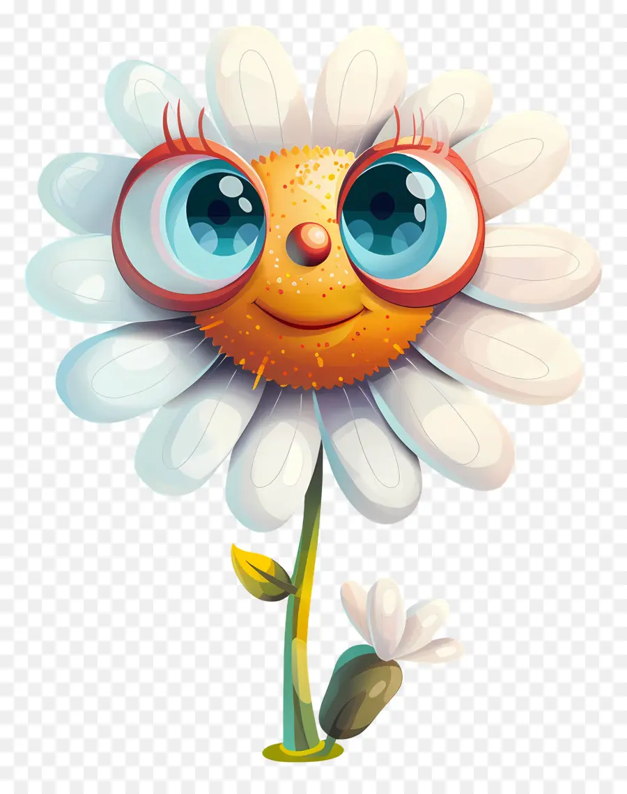 Fleur Emoji，Jolie Fleur Avec De Grands Yeux PNG