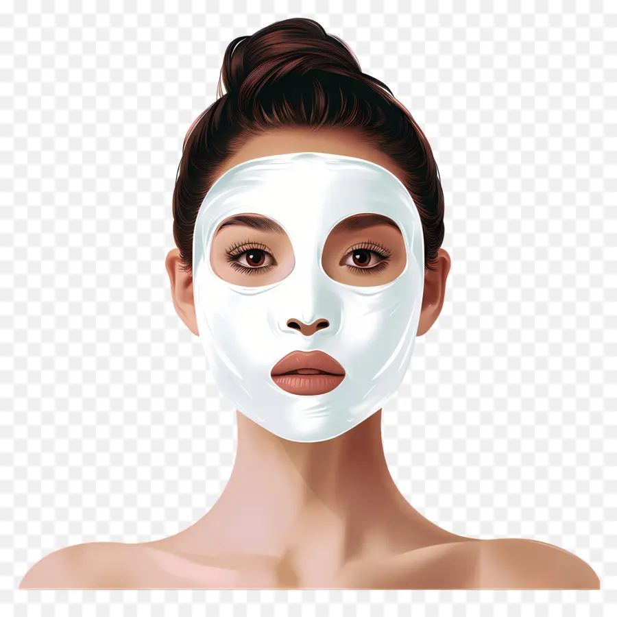 Belle Femme，Femme Avec Masque Facial Blanc PNG