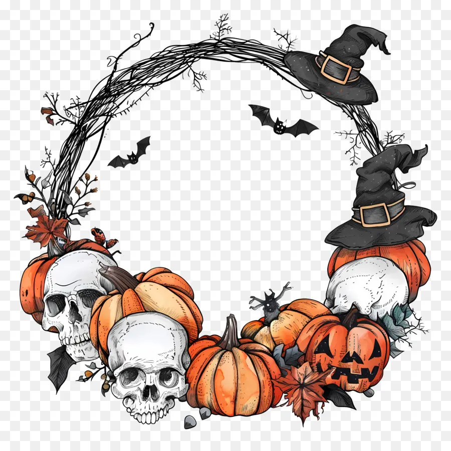 Cadre D'halloween，Couronne D'halloween PNG