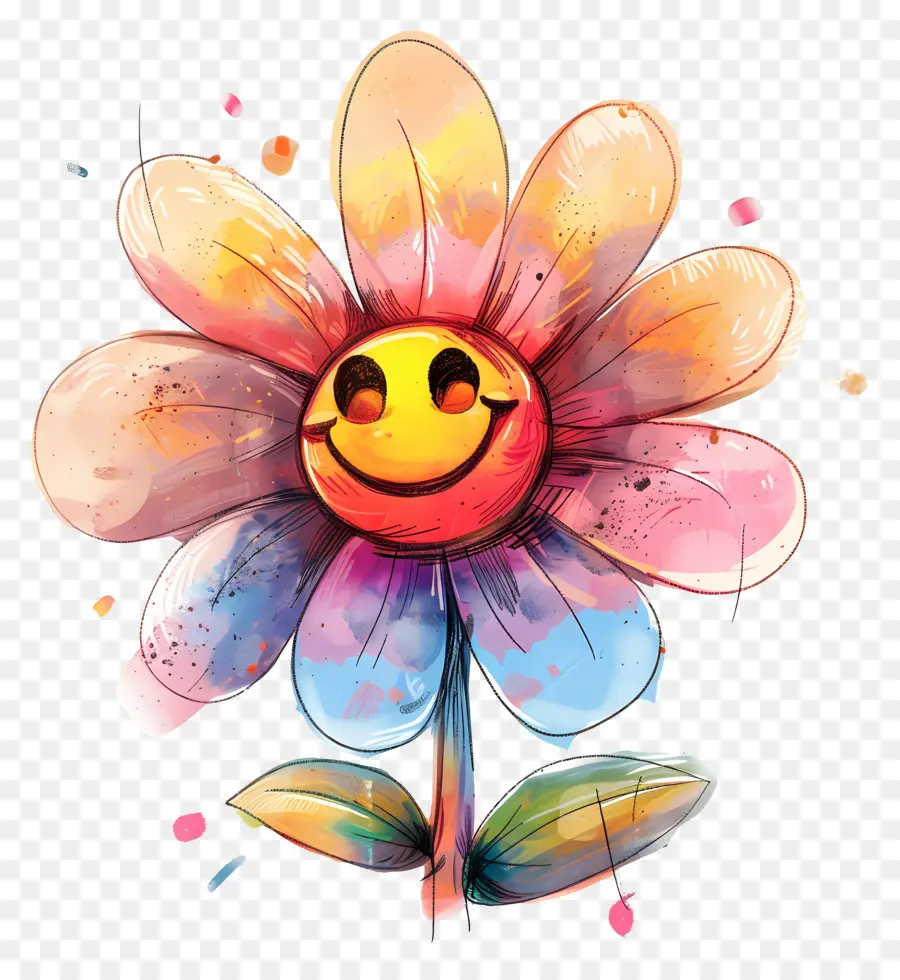 Fleur Emoji，Fleur Souriante Colorée PNG