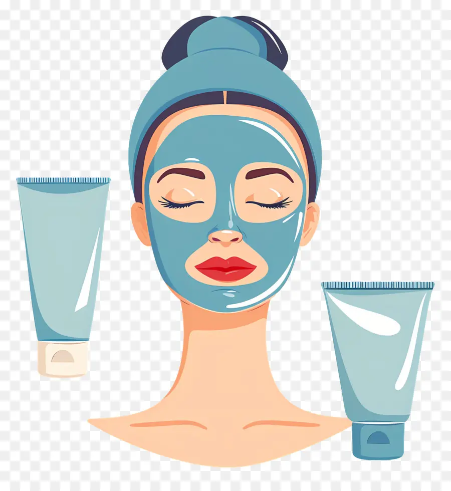 Masque Facial Spa，Femme Avec Masque Facial PNG