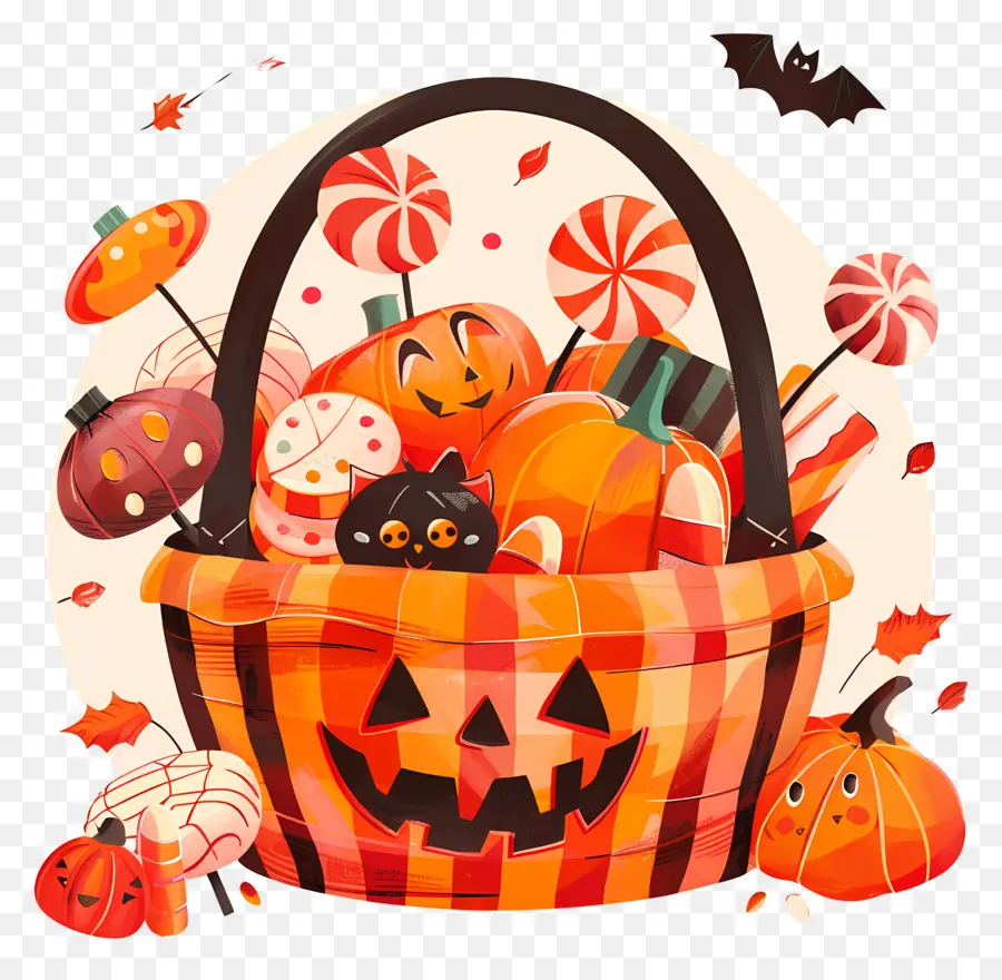 Seau à Bonbons D'halloween，Panier De Citrouille PNG