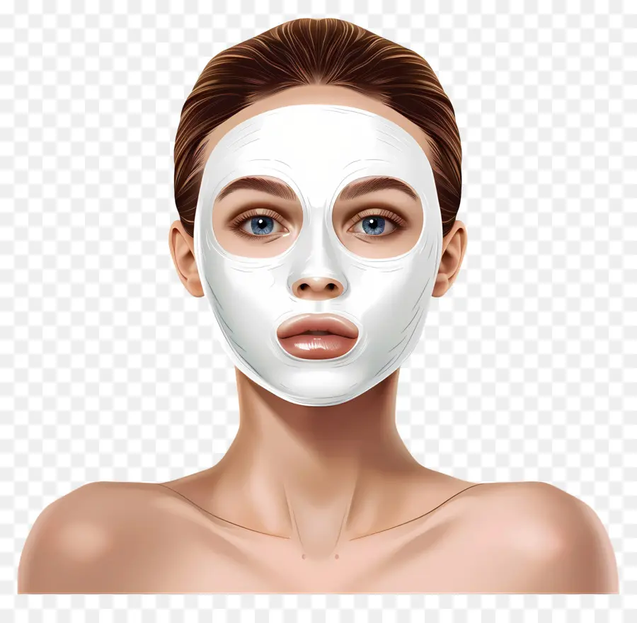 Belle Femme，Femme Avec Masque Facial Blanc PNG