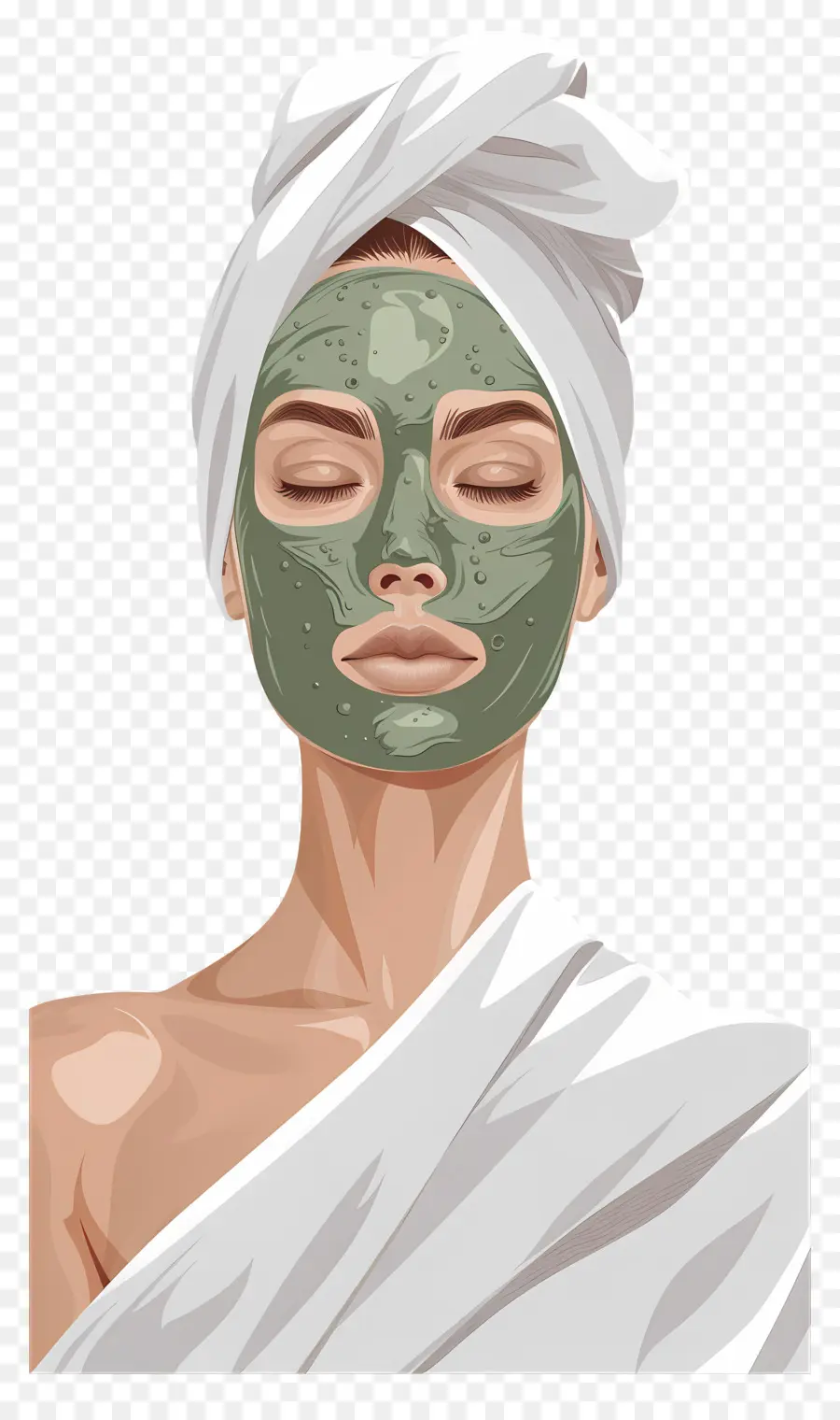 Masque Facial Spa，Femme Avec Masque Facial Vert PNG