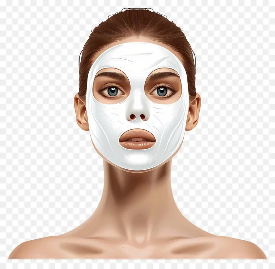 Belle Femme，Femme Avec Masque Facial Blanc PNG