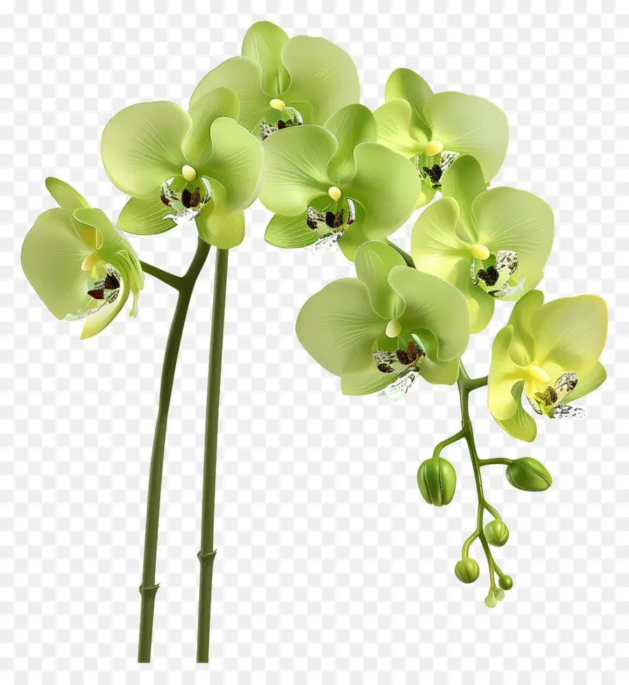 Fleur D'orchidée，Orchidée Verte PNG