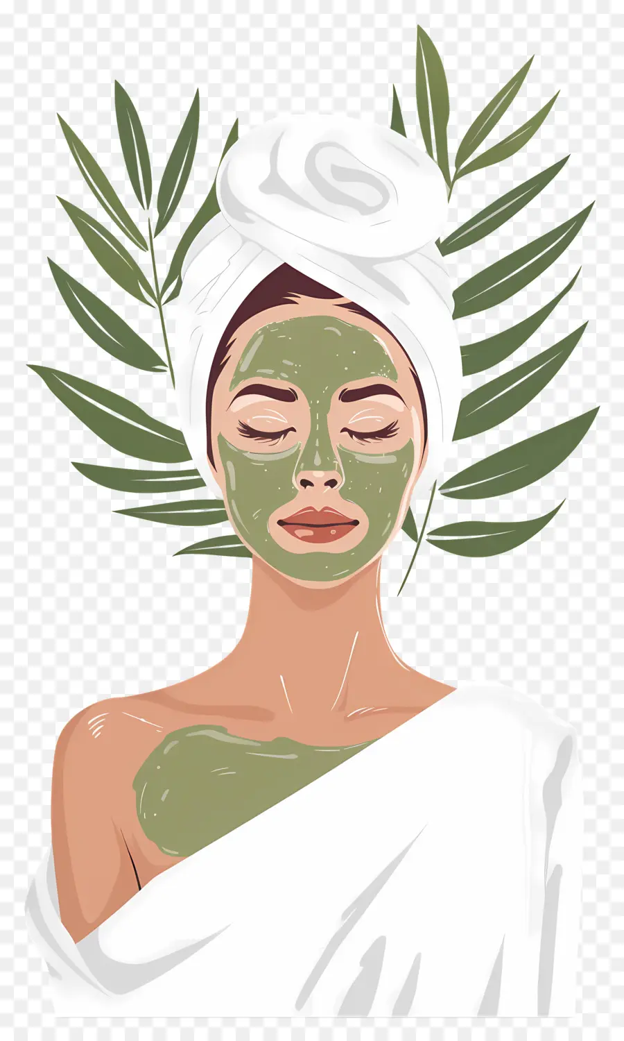 Masque Facial Spa，Femme Avec Masque Facial Vert PNG