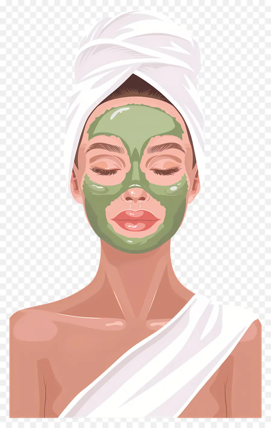 Masque Facial Spa，Femme Avec Masque Facial Vert PNG