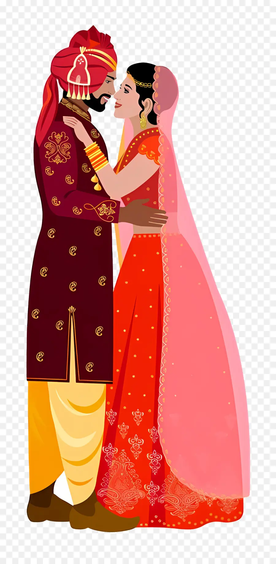 Couple De Mariage Indien，Couple De Mariage Illustré PNG