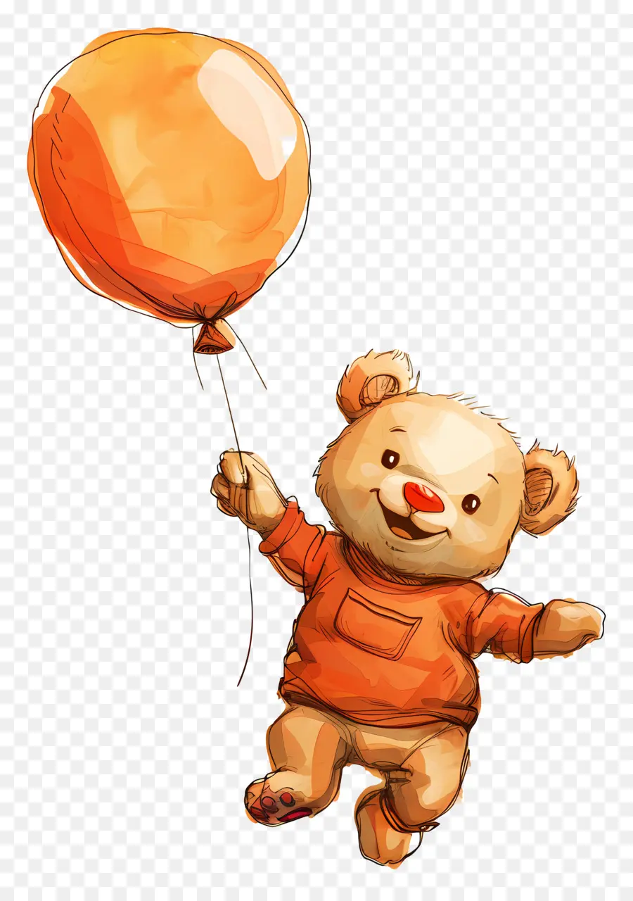 Ours En Peluche De Dessin Animé，Ours En Peluche Avec Ballon PNG