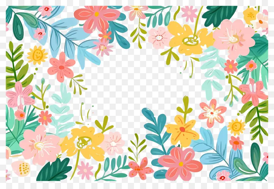 Fleur Pastel，Cadre Floral PNG