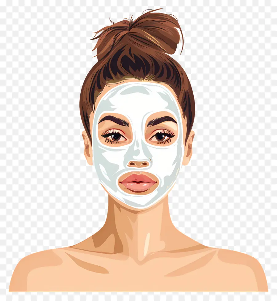 Belle Femme，Femme Avec Masque Facial Blanc PNG