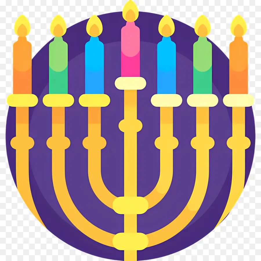 Hanoukka Menorah，Menorah Colorée PNG