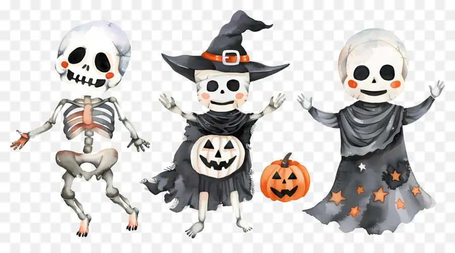 Squelettes D'halloween，Personnages D'halloween PNG