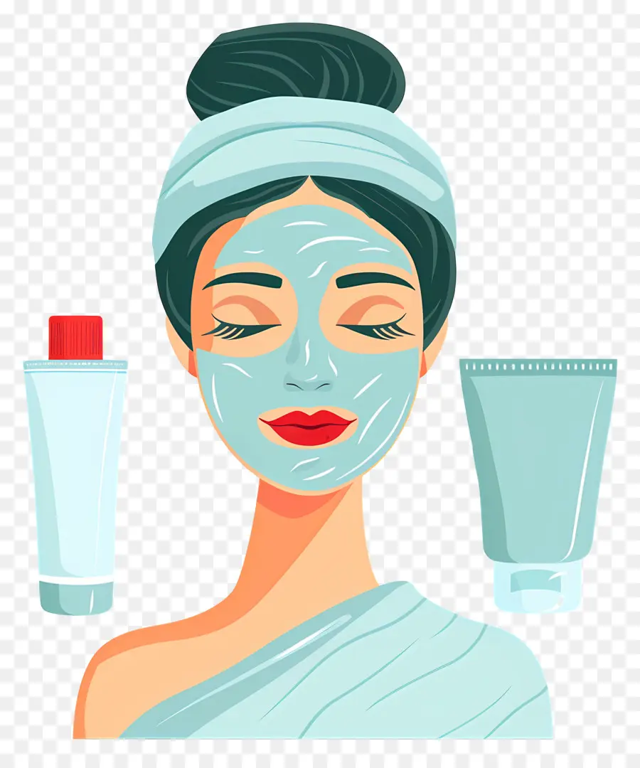 Masque Facial Spa，Femme Avec Masque Facial PNG