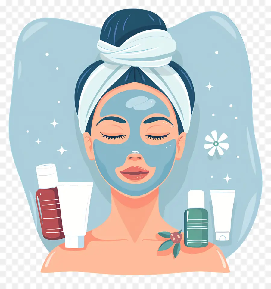 Masque Facial Spa，Femme Avec Masque Facial PNG