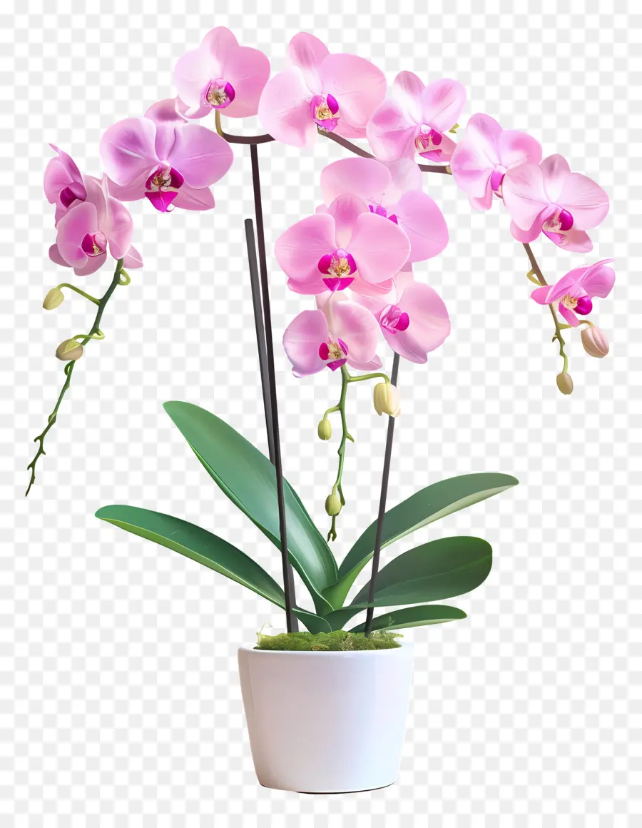 Fleurs D'orchidées En Pot，Orchidée Orange PNG