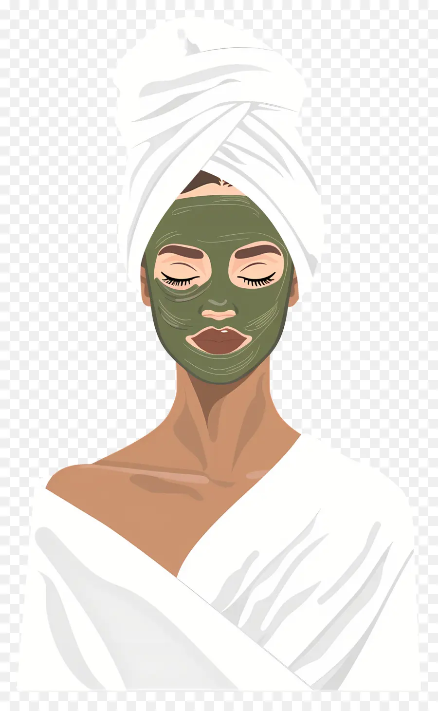 Masque Facial Spa，Femme Avec Masque Facial Vert PNG