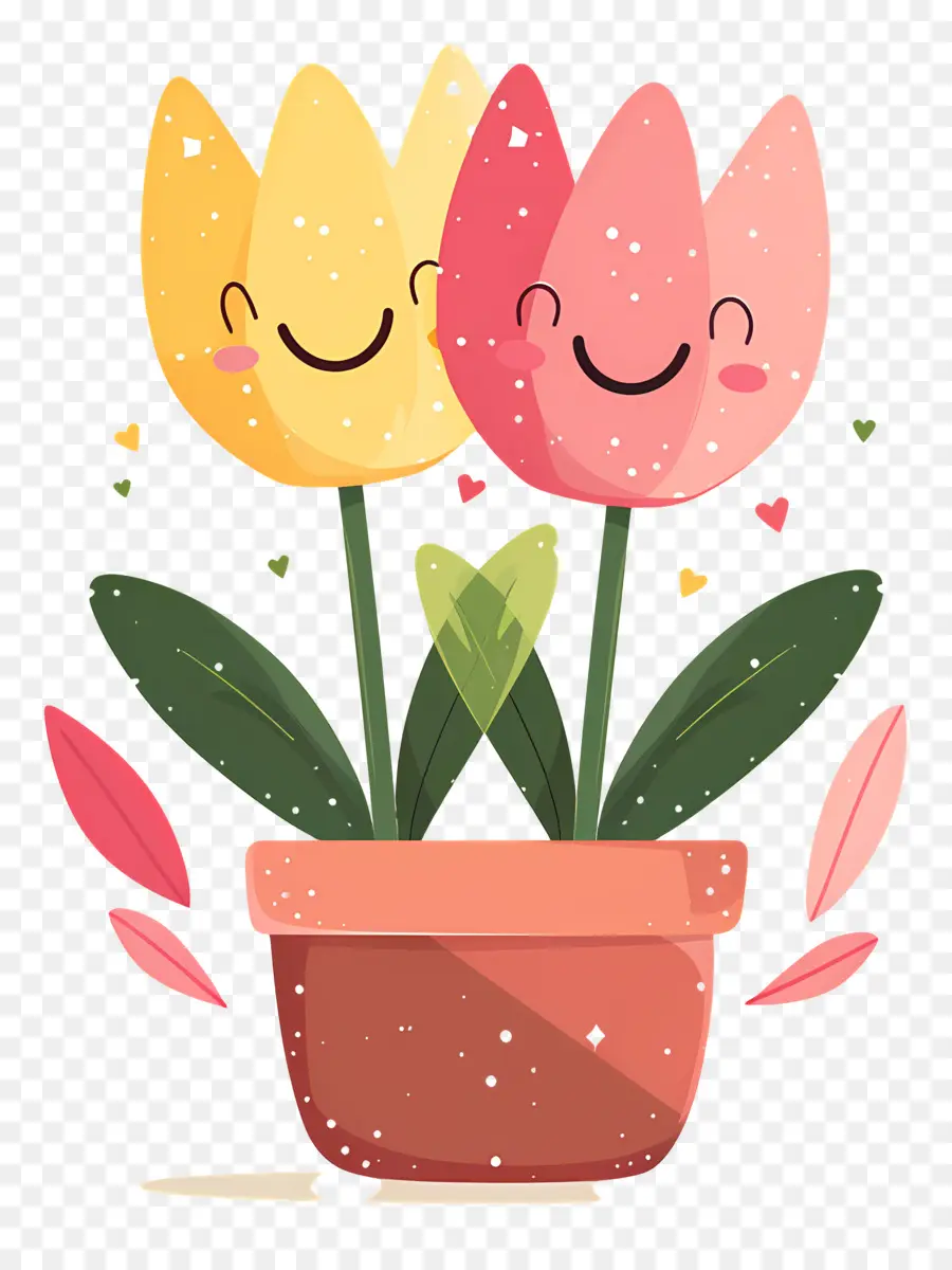 Fleur Emoji，Tulipes Souriantes PNG