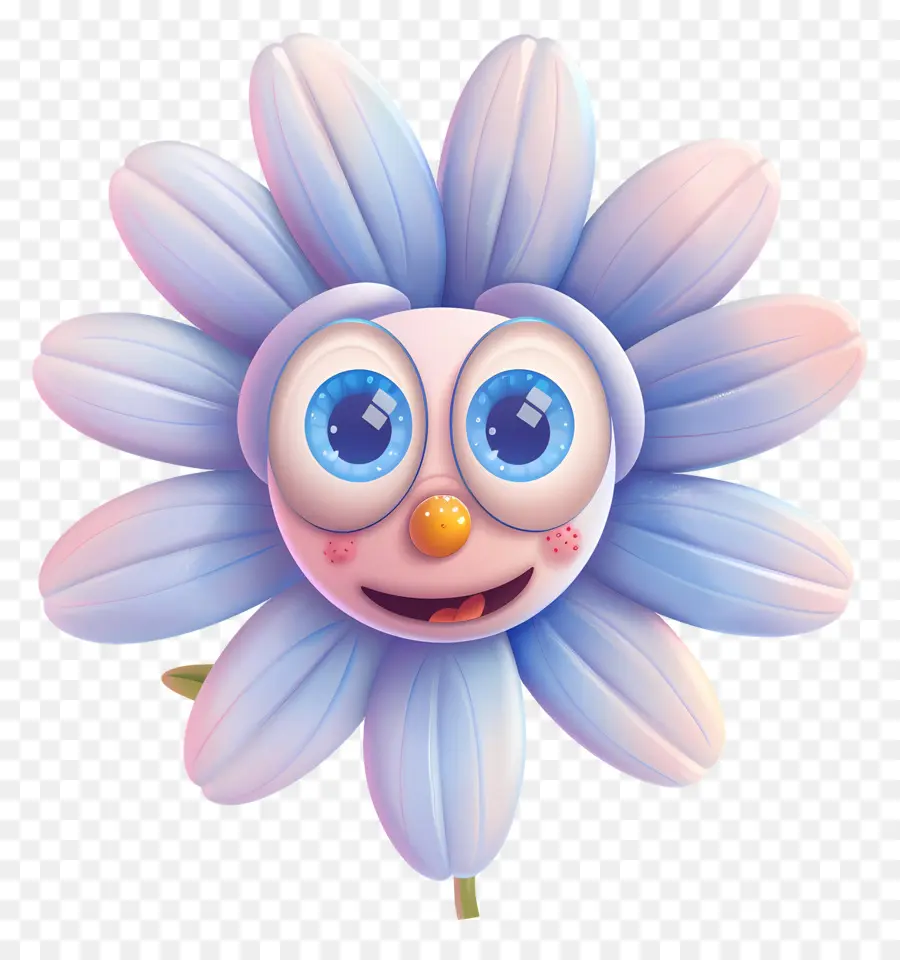 Fleur Emoji，Jolie Fleur Avec De Grands Yeux PNG