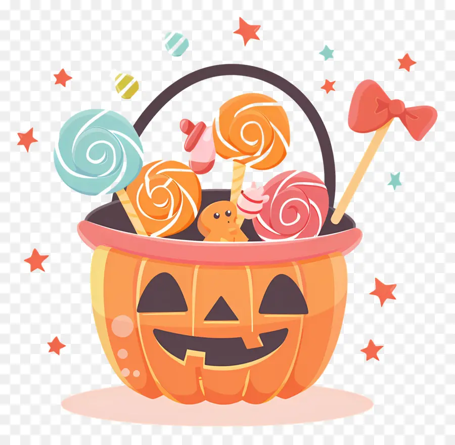 Seau à Bonbons D'halloween，Citrouille Avec Des Bonbons PNG