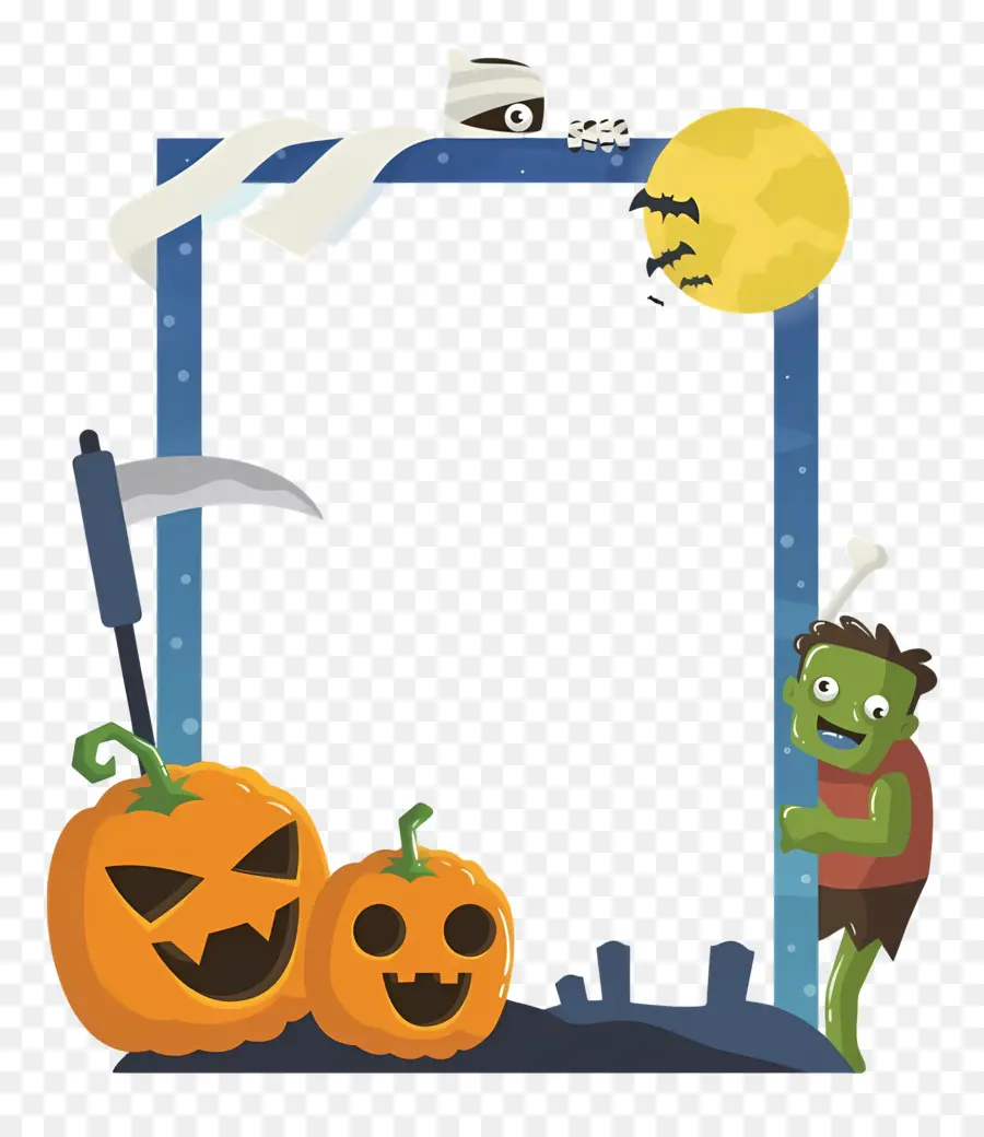 Cadre D'halloween，Citrouilles PNG