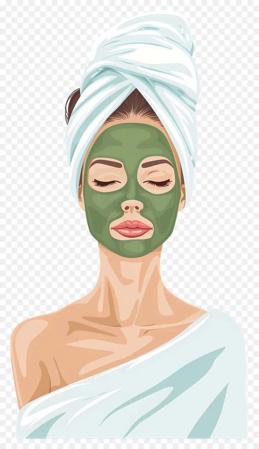 Masque Facial Spa，Femme Avec Masque Facial Vert PNG