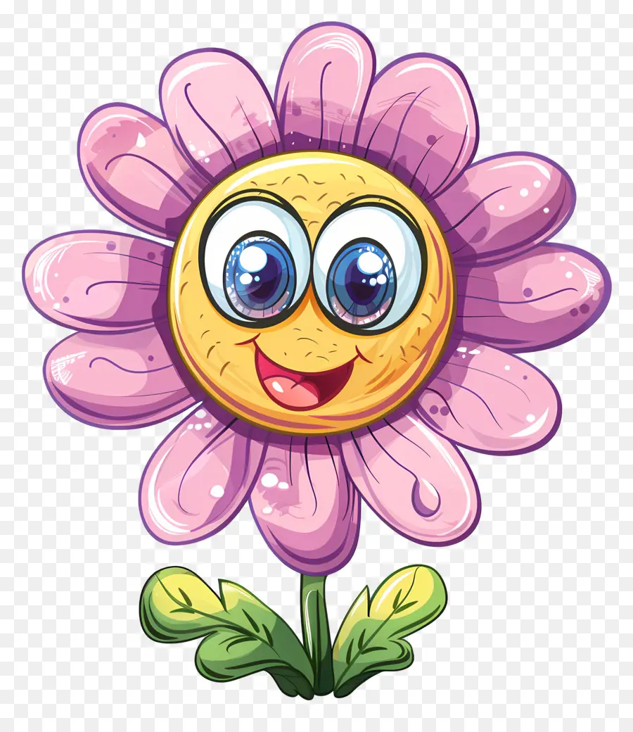 Fleur Emoji，Jolie Fleur Avec De Grands Yeux PNG