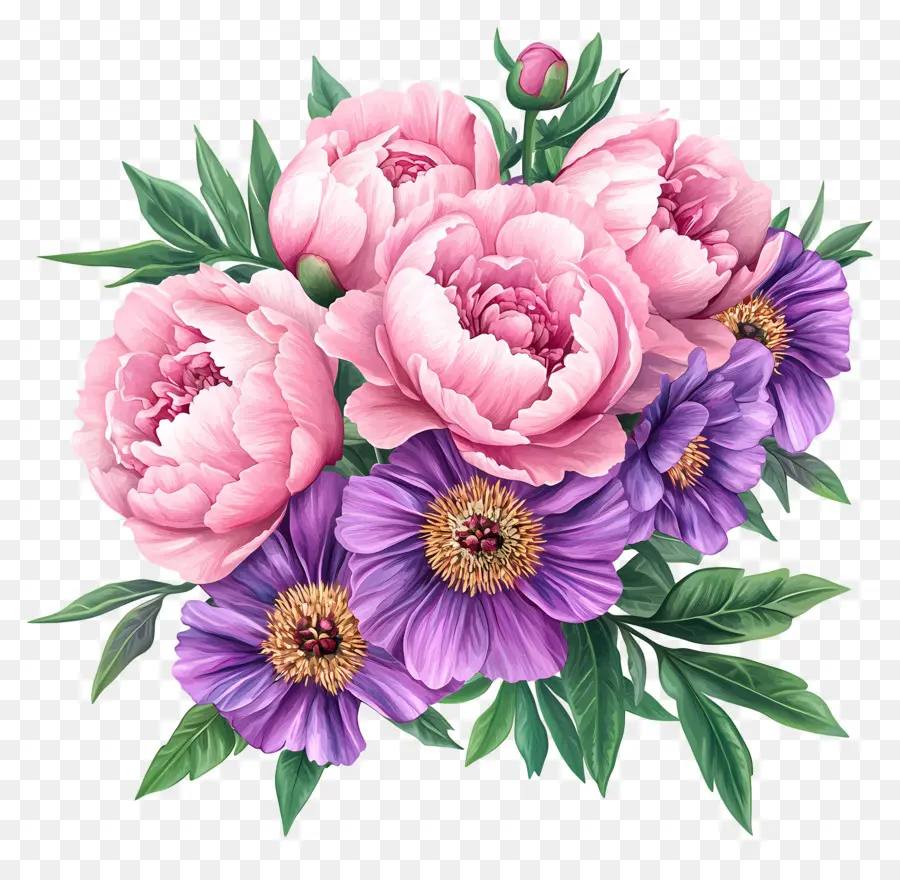 Bouquet Rose，Pivoine PNG