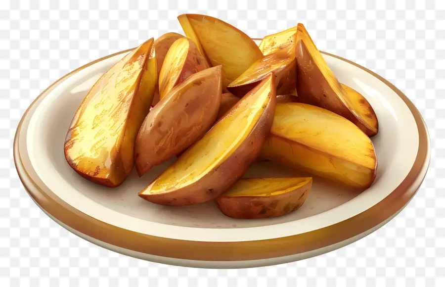 Quartiers De Pommes De Terre，Assiette De Quartiers De Pommes De Terre PNG