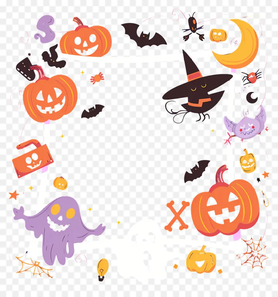 Cadre D'halloween，Décorations D'halloween PNG